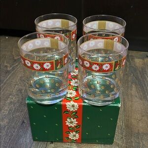 Vintage Kobe Charlton Hall Christmas 4 Old Fashion Whiskey Cocktail Glasses Box